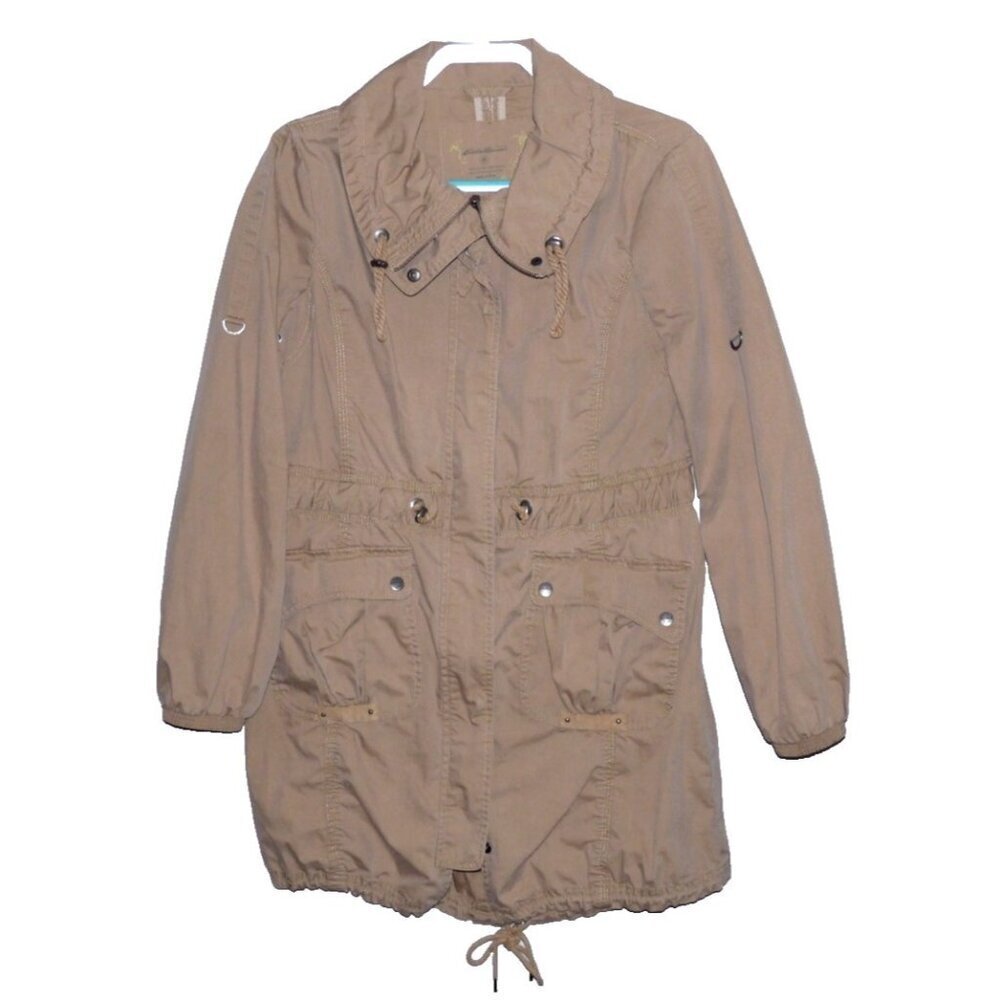 EDDIE BAUER light brown lightweight long cotton blend jacket Women's size M